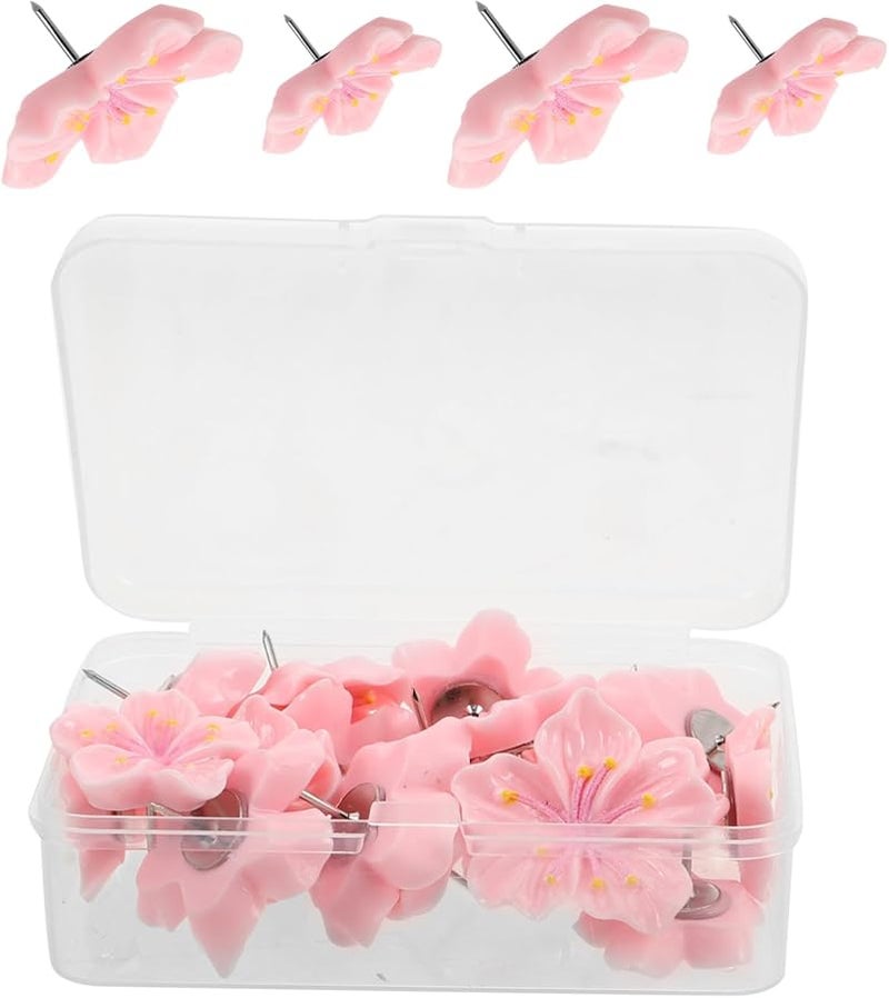 Floral Resin Push Pins 20pcs Cute Wall Decorative Tacks for Bulletin Board Office Decor - Image 1